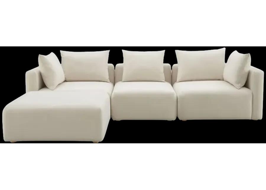 Hangover Cream Linen 4-Piece Modular Sectional