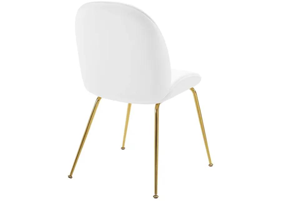 Scoop Gold Stainless Steel Leg Performance Velvet Dining Chair