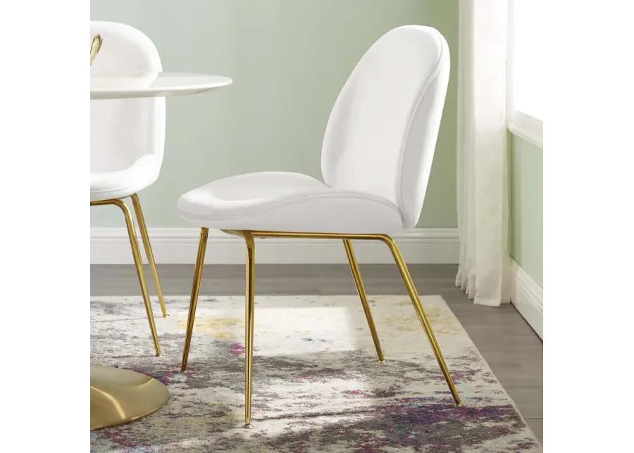 Scoop Gold Stainless Steel Leg Performance Velvet Dining Chair