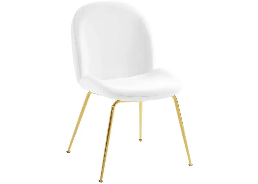 Scoop Gold Stainless Steel Leg Performance Velvet Dining Chair