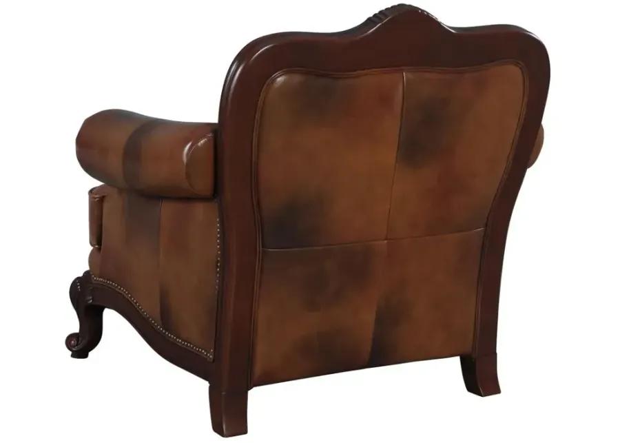 Victoria Rolled Arm Chair Tri-tone and Brown