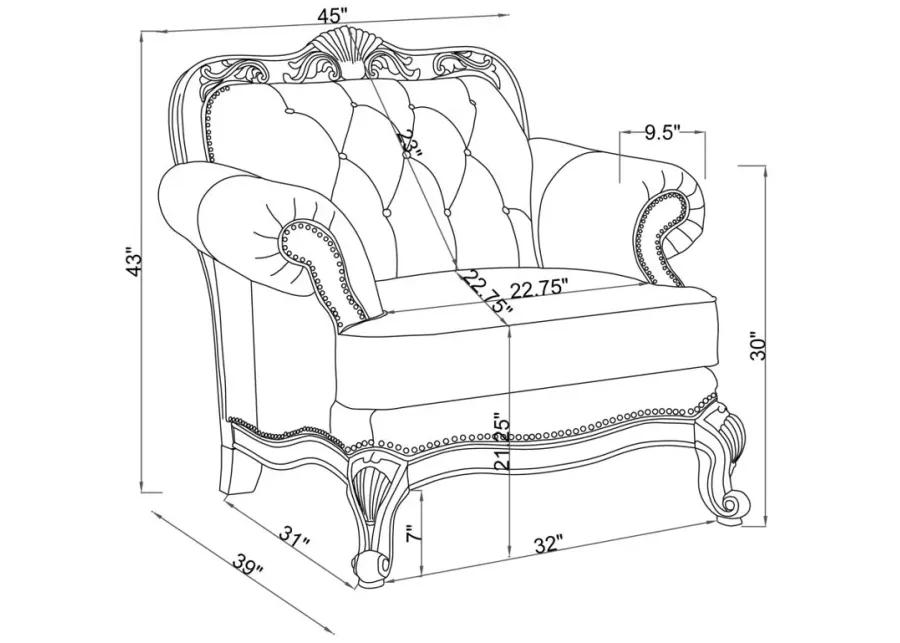 Victoria Rolled Arm Chair Tri-tone and Brown