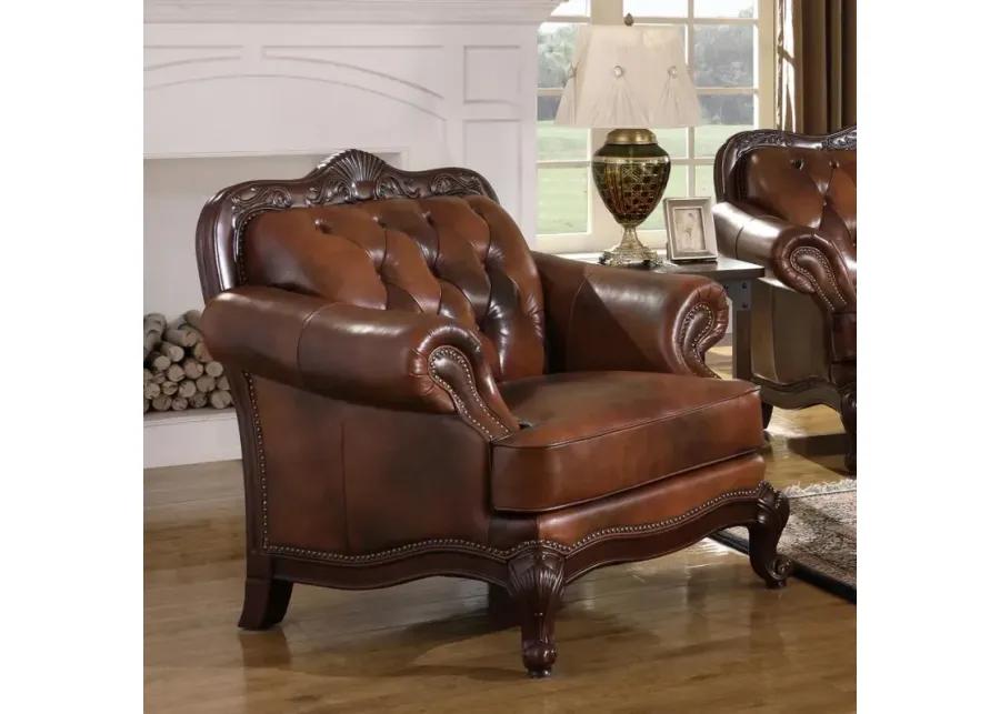 Victoria Rolled Arm Chair Tri-tone and Brown