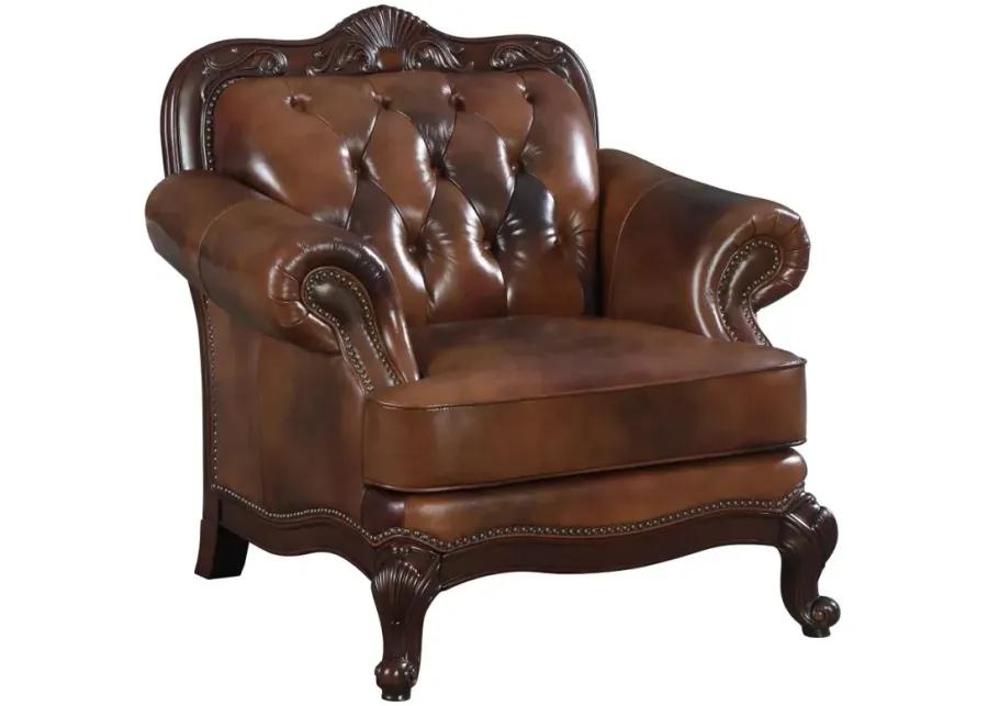 Victoria Rolled Arm Chair Tri-tone and Brown