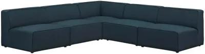 Mingle 5 Piece Upholstered Fabric Armless Sectional Sofa Set