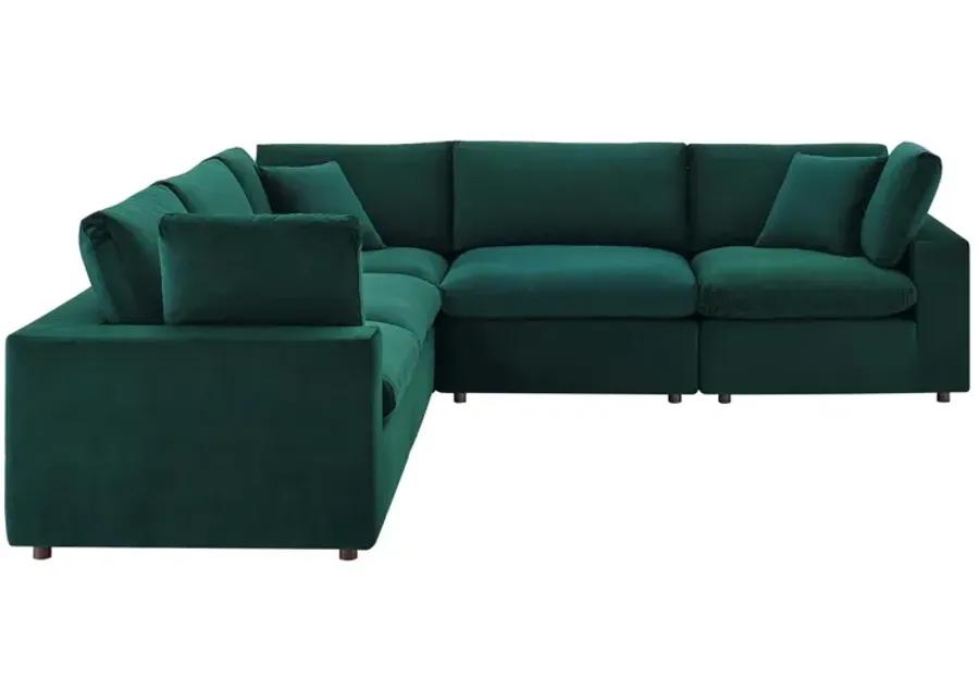 Commix Down Filled Overstuffed Performance Velvet 5-Piece Sectional Sofa