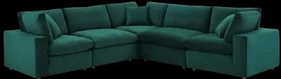 Commix Down Filled Overstuffed Performance Velvet 5-Piece Sectional Sofa