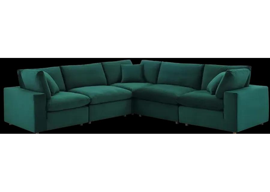 Commix Down Filled Overstuffed Performance Velvet 5-Piece Sectional Sofa