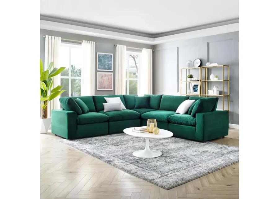 Commix Down Filled Overstuffed Performance Velvet 5-Piece Sectional Sofa