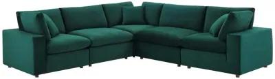 Commix Down Filled Overstuffed Performance Velvet 5-Piece Sectional Sofa