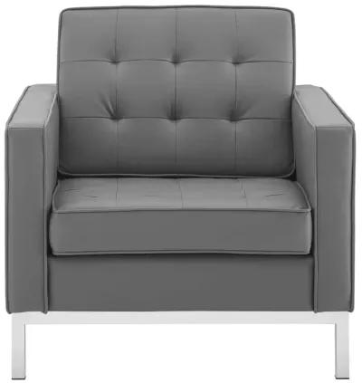 Loft Tufted Upholstered Faux Leather Armchair