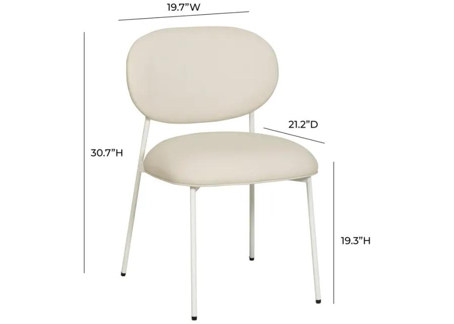 McKenzie Cream Vegan Leather Stackable Dining Chair with Cream Legs - Set of 2