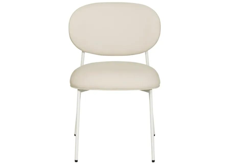 McKenzie Cream Vegan Leather Stackable Dining Chair with Cream Legs - Set of 2