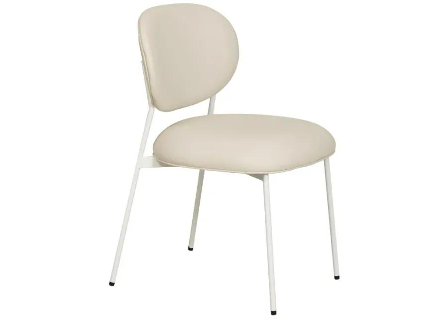 McKenzie Cream Vegan Leather Stackable Dining Chair with Cream Legs - Set of 2