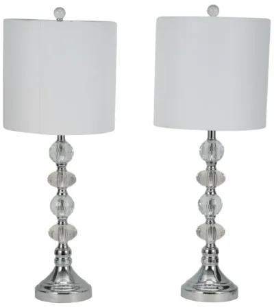 S/2 Crystal 28" Table Lamp, Silver