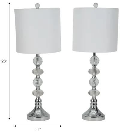 S/2 Crystal 28" Table Lamp, Silver