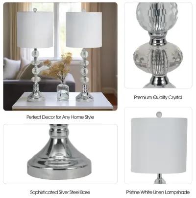 S/2 Crystal 28" Table Lamp, Silver