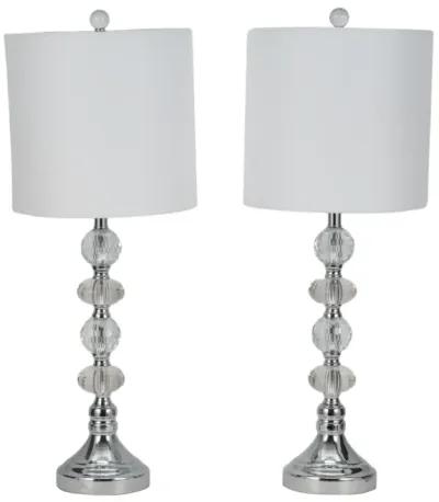 S/2 Crystal 28" Table Lamp, Silver