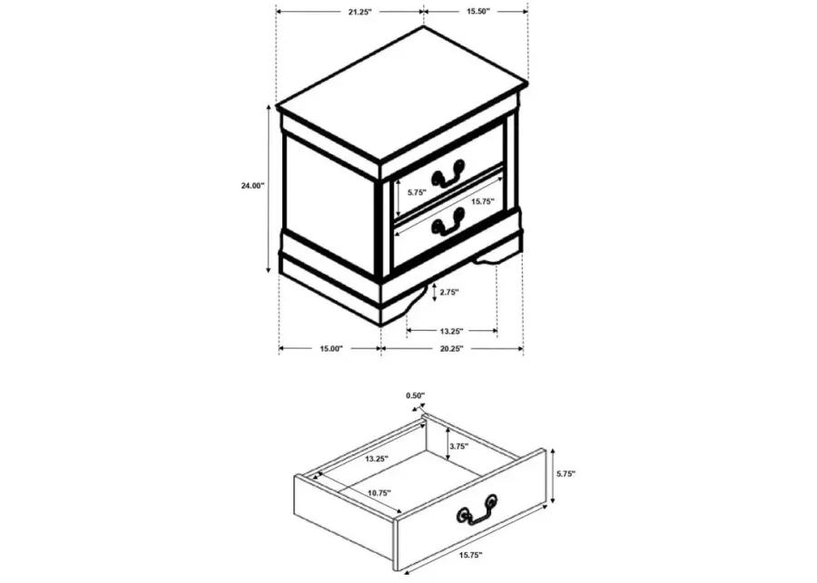 Louis Philippe 2-drawer Nightstand Cappuccino