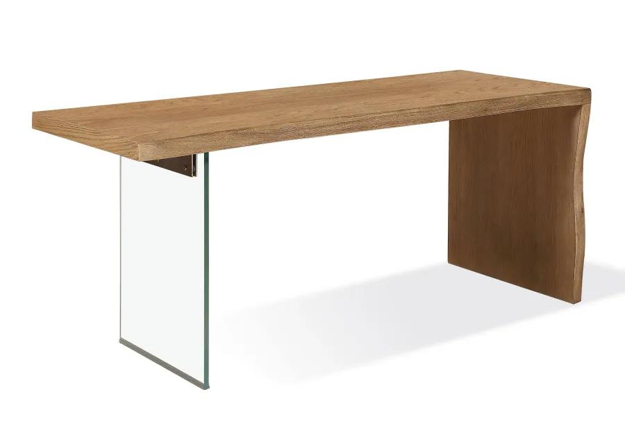 One Modern Coastal Writing Desk  in White Oak and Glass