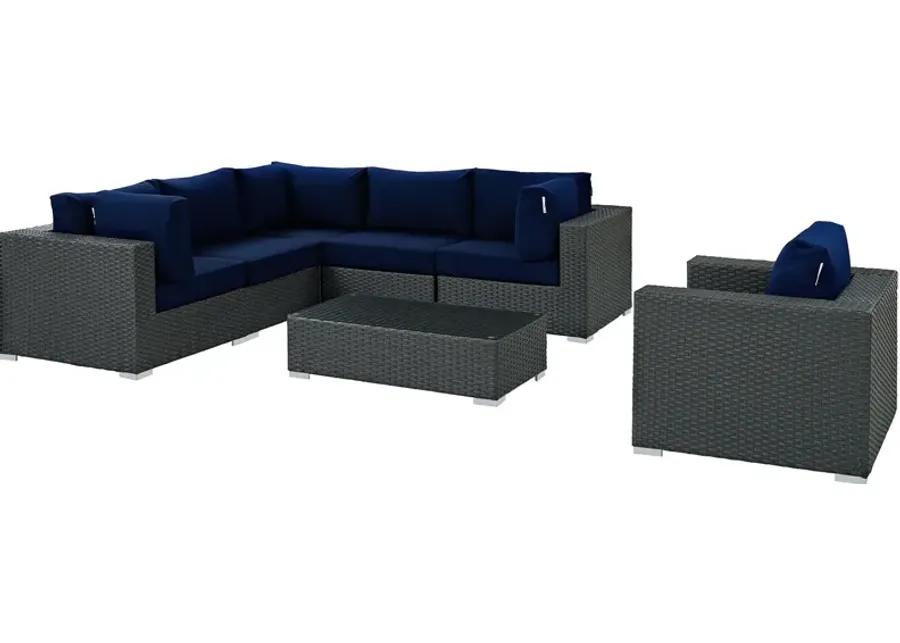 Sojourn 7 Piece Outdoor Patio Sunbrella® Sectional Set