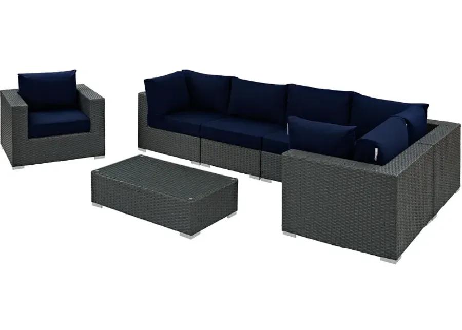 Sojourn 7 Piece Outdoor Patio Sunbrella® Sectional Set