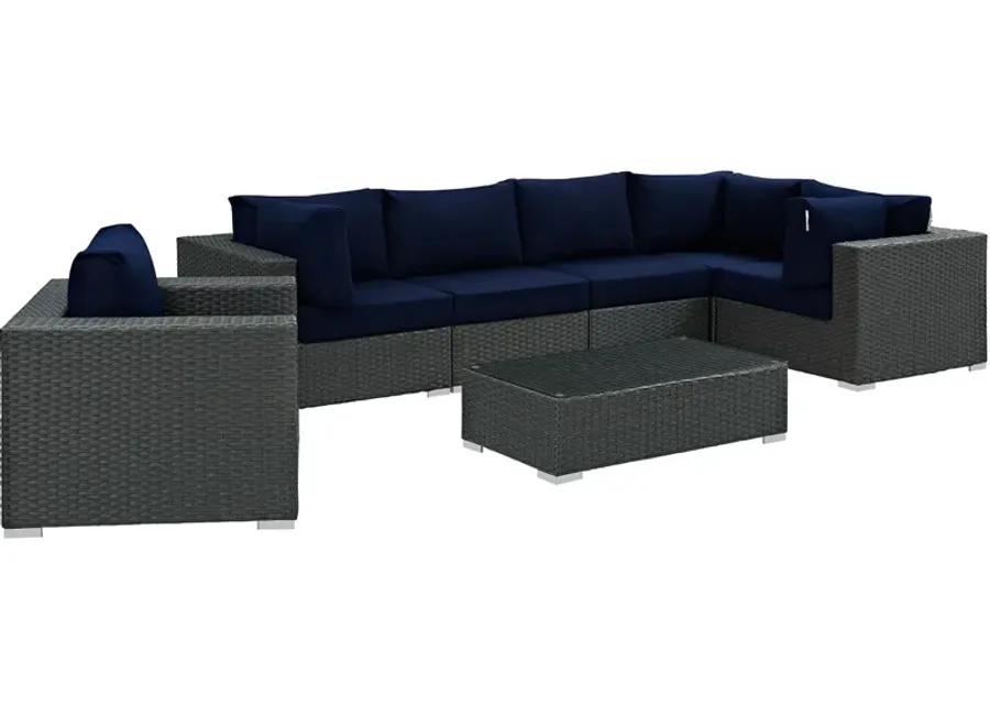 Sojourn 7 Piece Outdoor Patio Sunbrella® Sectional Set