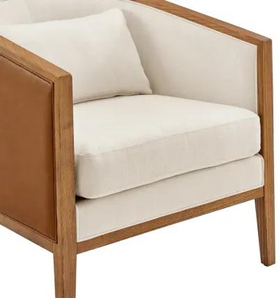 Tillman PU/Fabric Accent Arm Chair, Casa Caramel/Shortbread