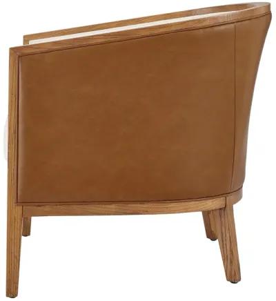 Tillman PU/Fabric Accent Arm Chair, Casa Caramel/Shortbread