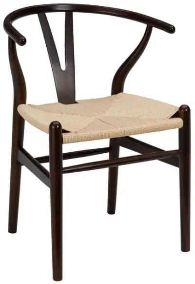 Evelina Side Chair in Walnut with Natural Rush Seat - Set of 2