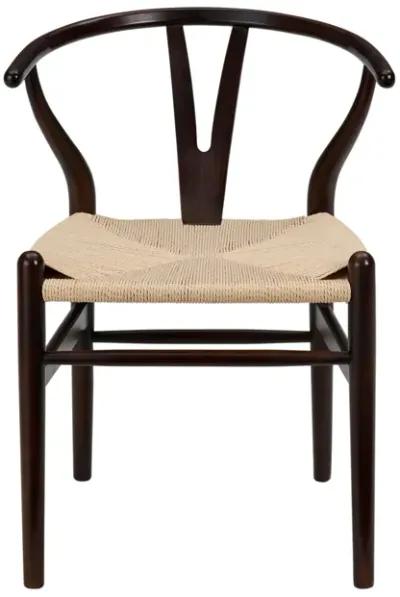 Evelina Side Chair in Walnut with Natural Rush Seat - Set of 2