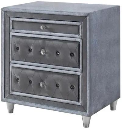 Antonella 3-drawer Upholstered Nightstand Grey