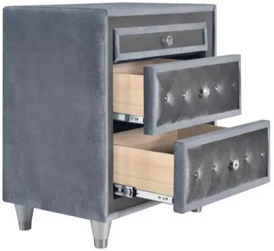 Antonella 3-drawer Upholstered Nightstand Grey