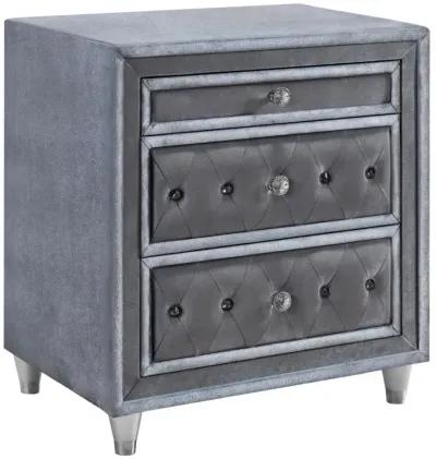 Antonella 3-drawer Upholstered Nightstand Grey