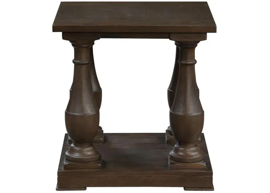 Walden Rectangular End Table with Turned Legs and Floor Shelf Coffee