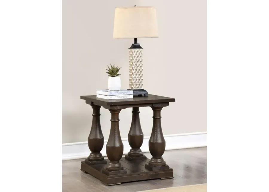 Walden Rectangular End Table with Turned Legs and Floor Shelf Coffee