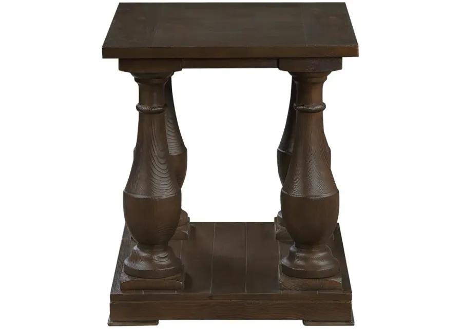 Walden Rectangular End Table with Turned Legs and Floor Shelf Coffee