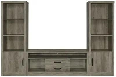 Burke 3-shelf Media Tower With Storage Cabinet Grey Driftwood