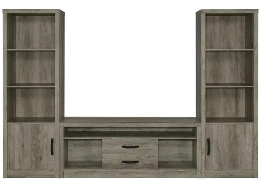 Burke 3-shelf Media Tower With Storage Cabinet Grey Driftwood