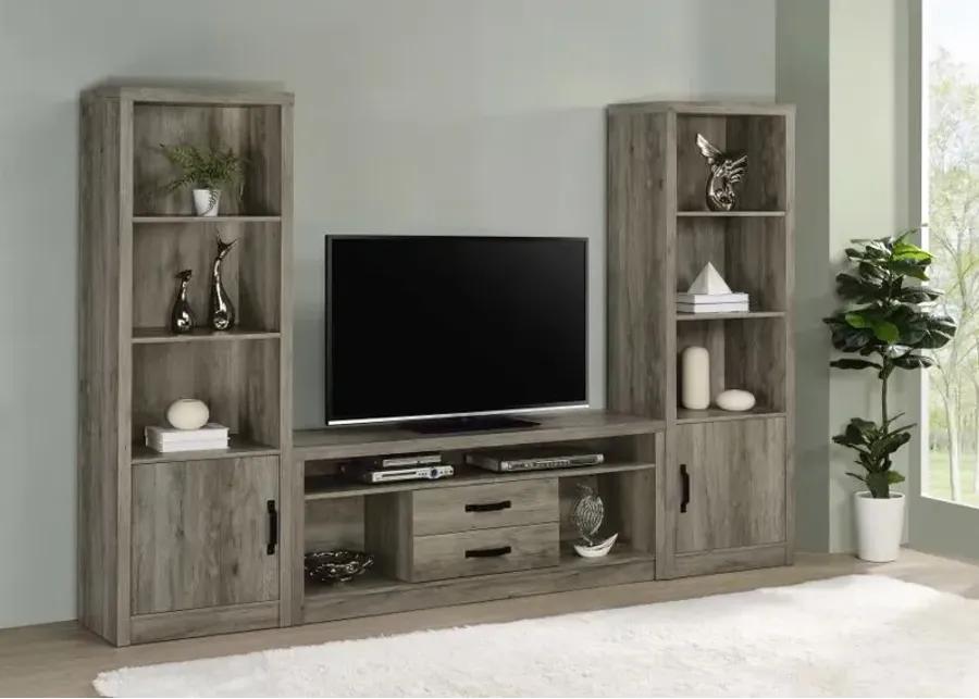 Burke 3-shelf Media Tower With Storage Cabinet Grey Driftwood