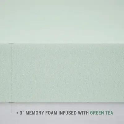 Clean Spaces 3" Green Tea Foam Topper with Cooling Cover Green 3" Green Tea Foam Topper with Cooling Removable Cover