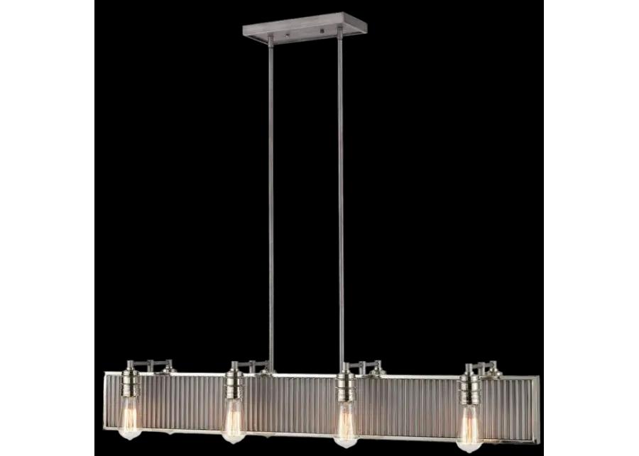 Corrugated Steel 43" Wide 8-Light Chandelier - Weathered Zinc