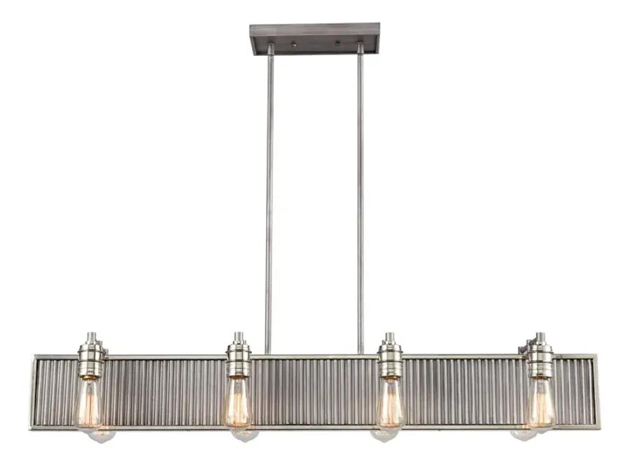 Corrugated Steel 43" Wide 8-Light Chandelier - Weathered Zinc