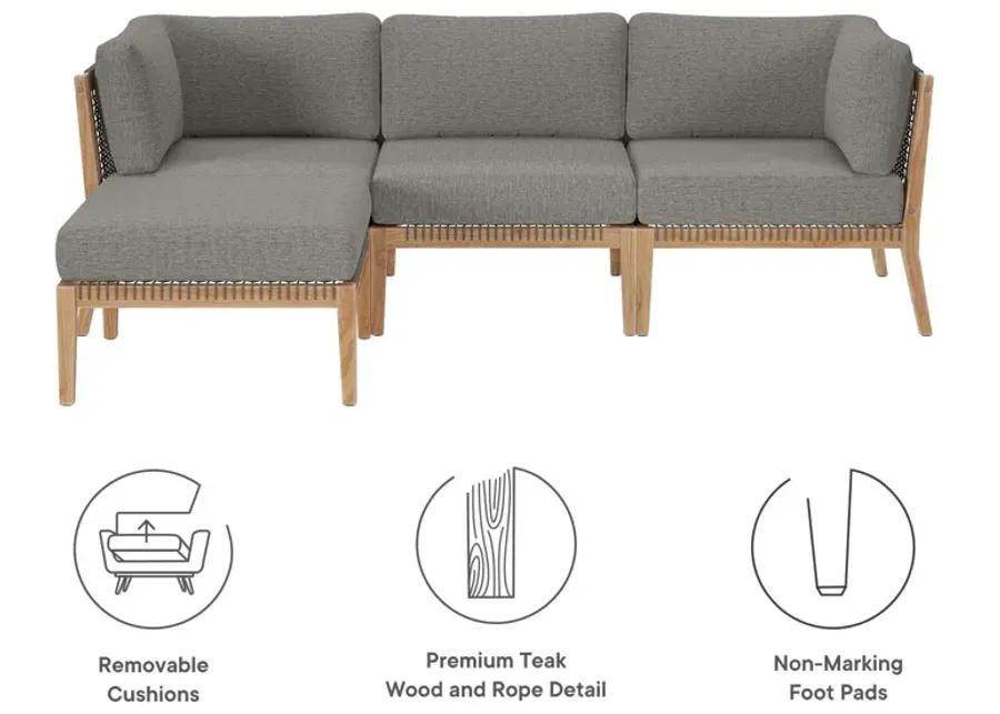 Clearwater Teak 4-Piece Outdoor Sectional