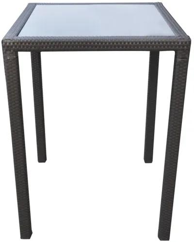 Tropez Outdoor Patio Wicker Bar Table with Black Glass Top