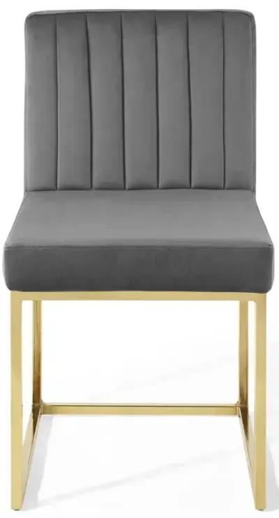 Carriage Channel Tufted Sled Base Performance Velvet Dining Chair