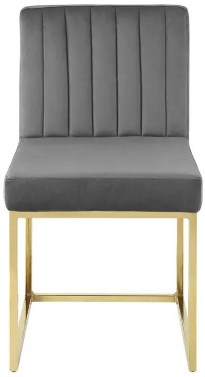 Carriage Channel Tufted Sled Base Performance Velvet Dining Chair