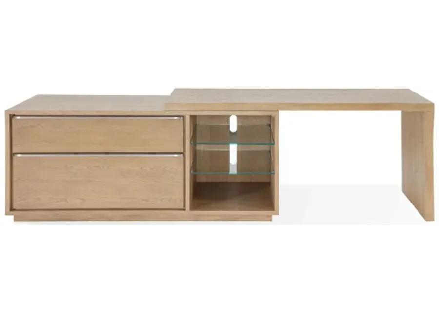 One Live Edge Edge Executive Desk in White Oak and Glass