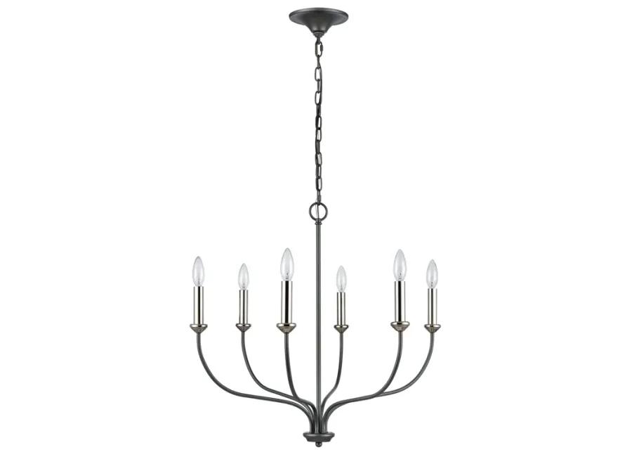 Madeline 25.75" Wide 6-Light Chandelier - Dark Gray