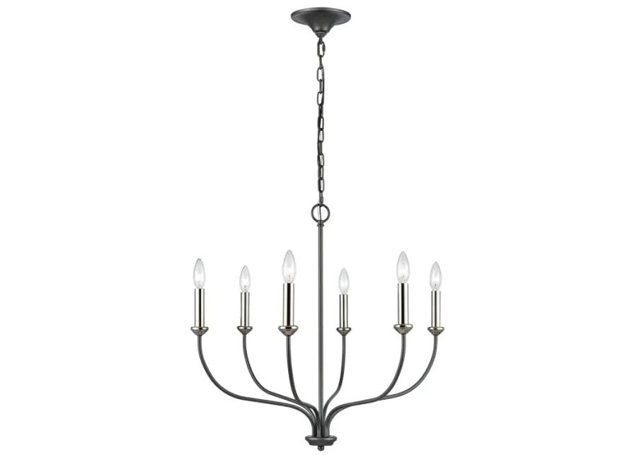 Madeline 25.75" Wide 6-Light Chandelier - Dark Gray